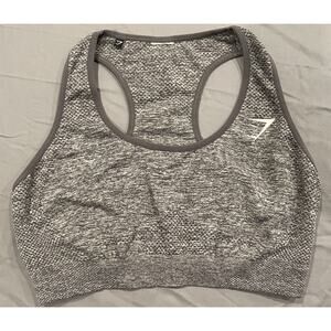 Gymshark Women’s M/L Vital Seamless Sports Bra Heather Gray Logo Yoga Gym
